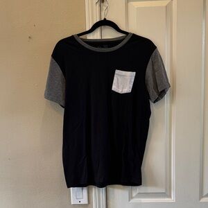Crown Black and Gray Short Sleeve Tee with White Pocket